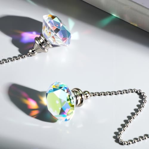 JOVITEC 2-Pack Crystal Pull Chain Extensions for Ceiling Fans - 1m Long