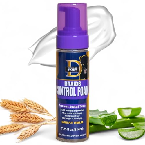 Black Panther Braids Control Foam - Hair Styling Mousse for Braids & Twists, 7.25 fl oz
