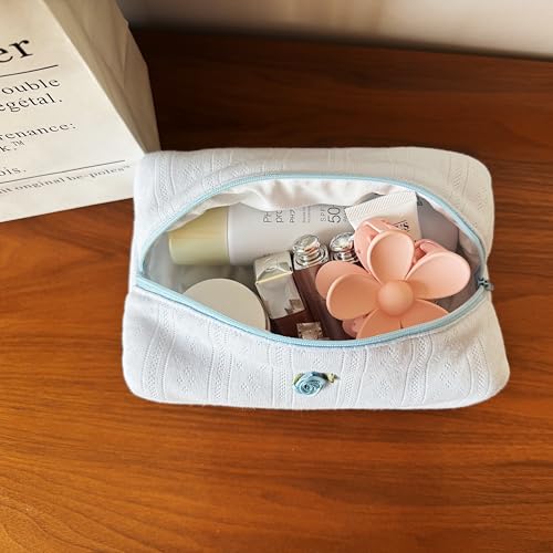 Handmade Quilted Cotton Makeup Bag for Women - Cute Cosmetic Pouch,