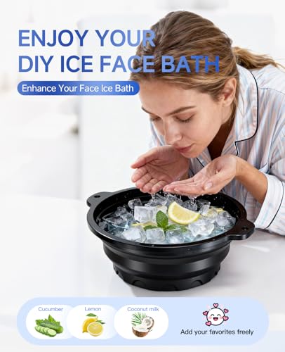 Dtuoen Collapsible Face Ice Bowl for Cold Plunge Therapy - Black