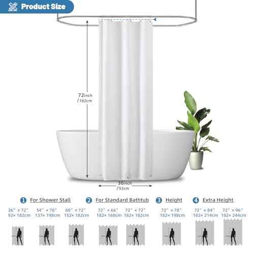 Water-Repellent Polyester Shower Curtain Liner 36x72 - Quick Dry & Magnetic