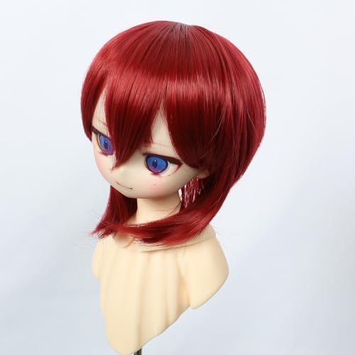 Tzncos Deark Red Wolf Tail Dome Wig Short Style for 1/3 BJD Doll
