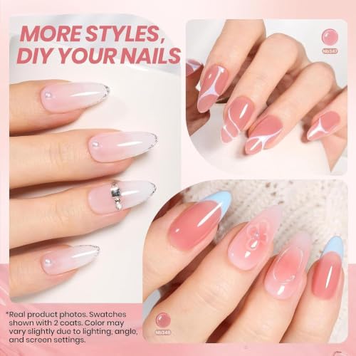 Beetles Jelly Gel Nail Polish Set - 6 Sheer Nude Colors for Manicure