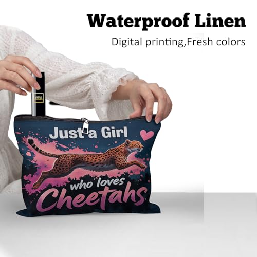 Just a Girl Who Loves Cheetahs Makeup Bag - Large Travel Organizer 10x8 inch