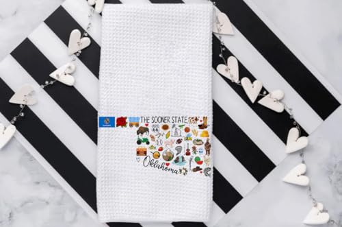 Oklahoma State Map Kitchen Towel - Soft Absorbent Tea Towel