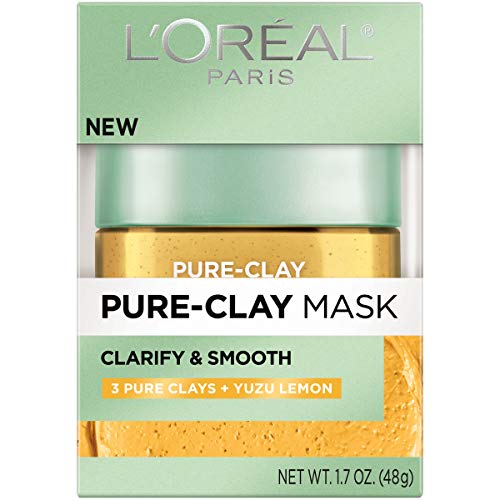 L'Oreal Paris Pure Clay Face Mask with Yuzu Lemon, 1.7 oz for Rough Skin