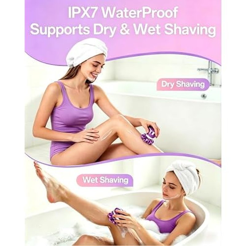 Electric Razors for Women, 7D Magnetic Heads Full Body Shaver, 5-in-1 Waterproof Wet Dry Hair Remover with LED Display, Bikini Trimmers for Underarms, Face, Legs, Lips, Arms