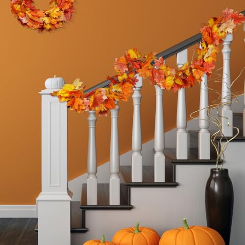 6ft Artificial Maple Leaf Garland - 3 Pack Fall Decor