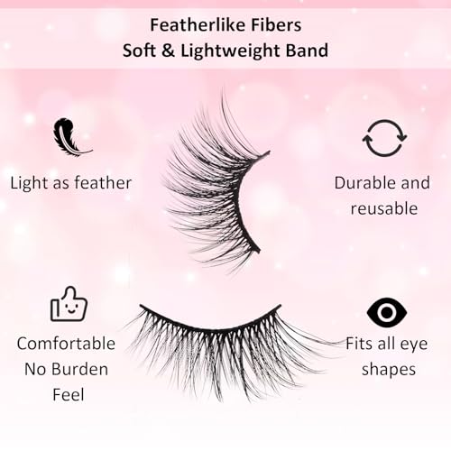 KFHENSOMR Style B Faux Mink Half Eyelashes Natural Fluffy Cat Eye Lashes 7-15mm