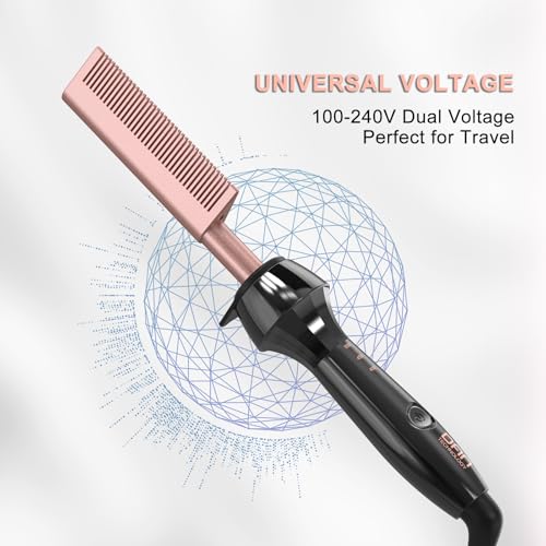 DAN 500°F Hot Comb for Hair & Wigs, Professional Straightener with Adjustable Temp