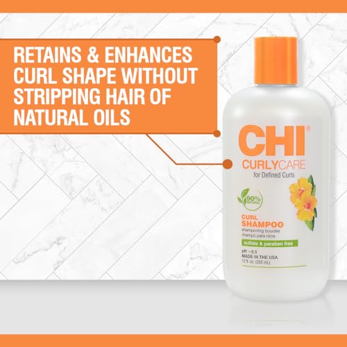 CHI CurlyCare Hydrating Curl Shampoo, Sulfate-Free Frizz Control, 12 Oz