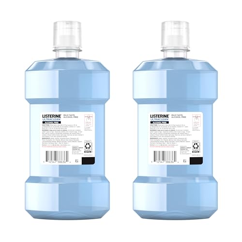 Listerine Ultraclean Alcohol-Free Mouthwash, Arctic Mint, 1L (Pack of 2)