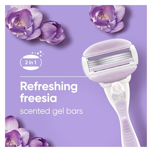 Gillette Venus ComfortGlide Freesia Women's Razor Refill Pack of 4 with 1 White Handle
