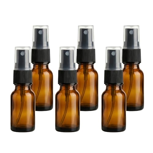 6PCS 5ml/0.2oz Empty Amber Glass Spray Bottles Refillable Fine Mist