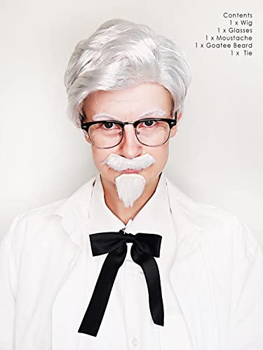 Colonel Sanders Costume Wig & Beard Set – Realistic Adult Cosplay Outfit
