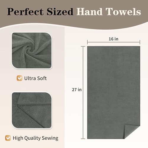 FIXSMITH 12 Pack Grey Microfiber Salon Towels - Quick Dry, 16x27 in