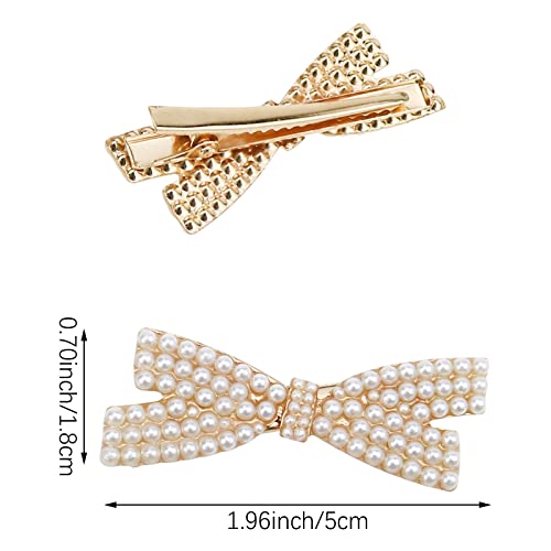 5 Pcs Pearl Bowknot Hair Clips - Elegant Duckbill Hair Accessories