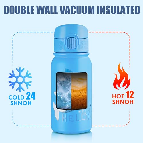 OLDLEY 12oz Insulated Kids Water Bottle with Leak-Proof Straw