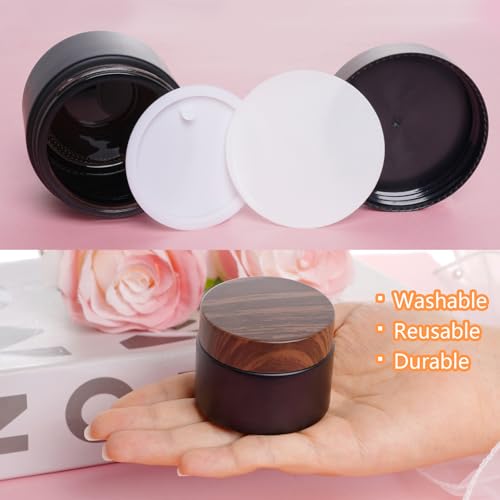 6Pcs Black Travel Lotion Containers - 50g Glass Jars with Lids