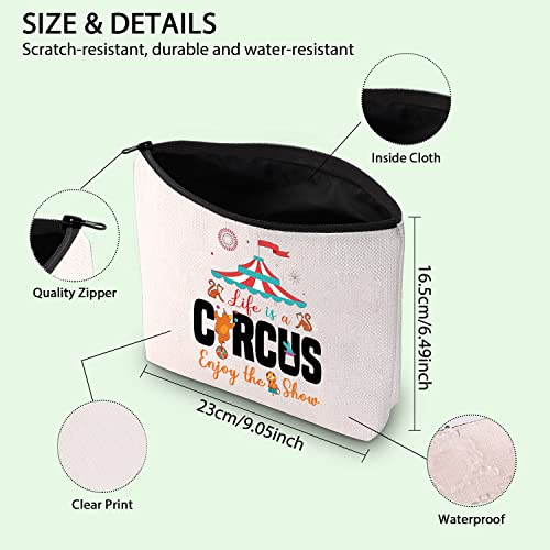 Circus Theme Makeup Bag, Durable Canvas Travel Organizer Pouch