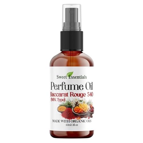 Sweet Essentials BACCARAT ROUGE-540 - (MFK Type), Fragrance - Perfume Oil, Made with Organic Oils, 2oz, Spray on Perfume Hair & Body Oil - Alcohol, Silicone & Preservative Free