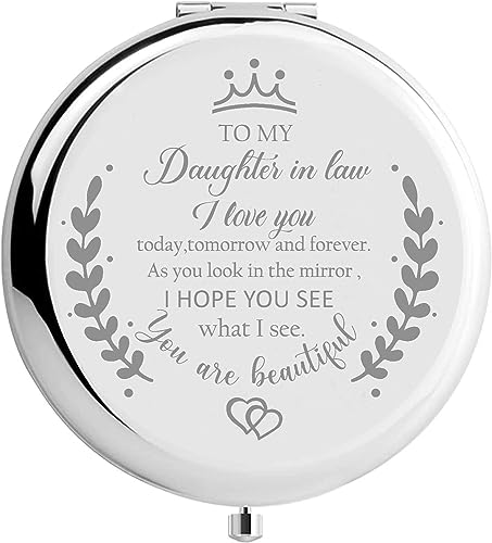 Engraved Daughter in Law Compact Mirror - Silver Gift from Mother in Law