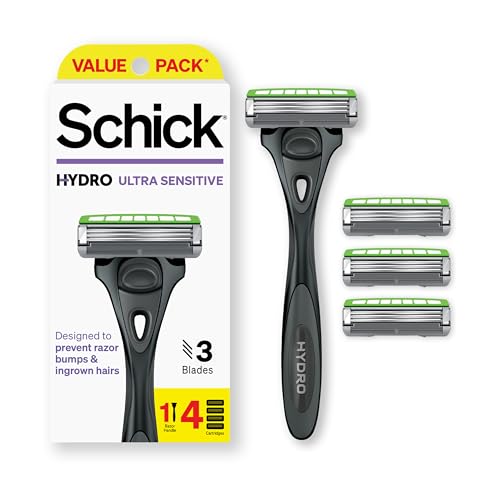 Schick Hydro Ultra Sensitive 3-Blade Razor with 4 Refills & 1 Handle – Men