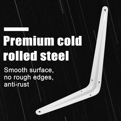 Heavy Duty White Shelf Brackets 8x10 Inch - 4 Pack with Anchors