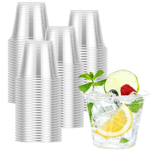 BYSNOW 100 Pack 9oz Clear Disposable Plastic Cups for Parties