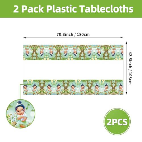 Princess Tiana Tablecloth Set - 2pcs Cartoon Birthday Decor (70"x42")