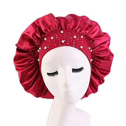 4-Piece Satin Sleep Bonnet Set - Rhinestone Hair Care Night Cap for Women