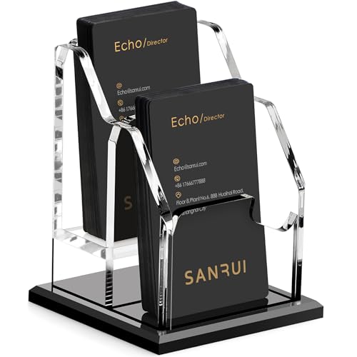 SANRUI Black Acrylic Business Card Holder - 2 Slot, 120 Card Capacity