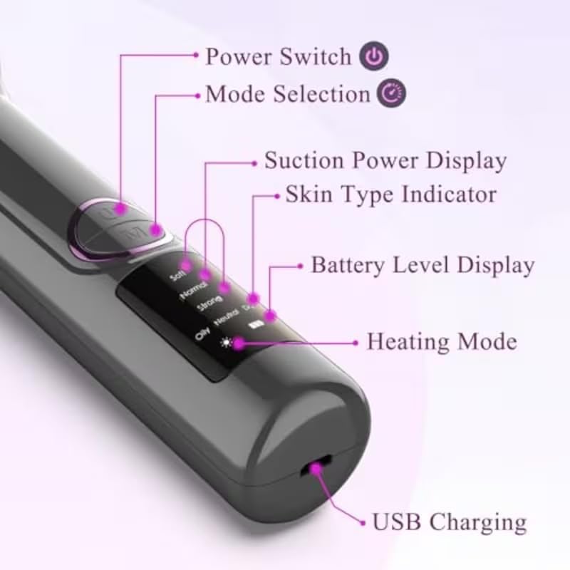 Pore Vacuum Blackhead Remover - 5 Suction Heads & 3 Levels for Deep Cleansing | Nose & Face