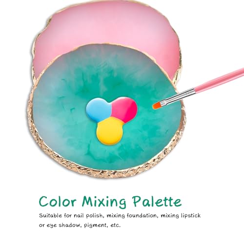Ningrou Resin Nail Art Palettes - 2 Pcs Pink & Green Mixing Trays