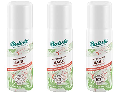 Batiste Dry Shampoo Bare Mini Travel Size 1.6 oz - Pack of 3, Refresh & Volumize Hair On-the-Go
