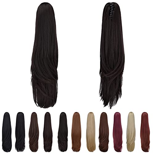 SYXLCYGG Dark Brown Ponytail Extension 22 Inch 6 Oz Claw Clip-In Hairpiece