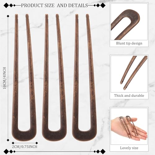 WILLBOND 6-Pack U Shaped Metal Hair Pins for Elegant Hairstyles