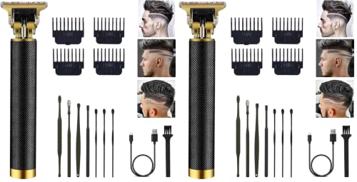Professional Cordless Hair Clipper & Trimmer for Men - Retro Black (Pack of 2)