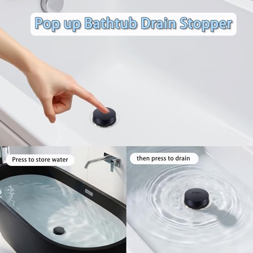 Matte Black Bathtub Drain Stopper with 3/8" & 5/16" Studs