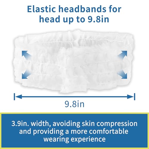 50 Disposable Elastic Headbands for Spa & Skincare - Non-Slip Hair Wraps
