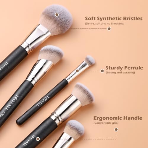 TEOYALL 5-Piece Makeup Brush Set with Blush Brush - Professional Quality