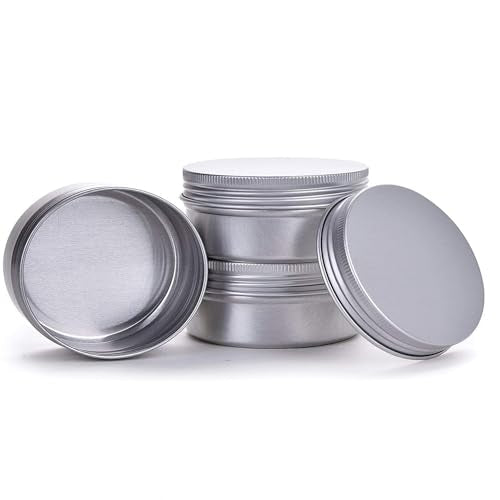 Hulless 4 oz Aluminum Tin Jars with Screw Lids - 12 Pack Refillable Tins