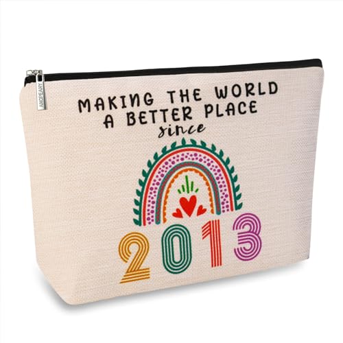 13th Birthday Gift Makeup Bag - 2013 Vintage Cosmetic Pouch for Girls