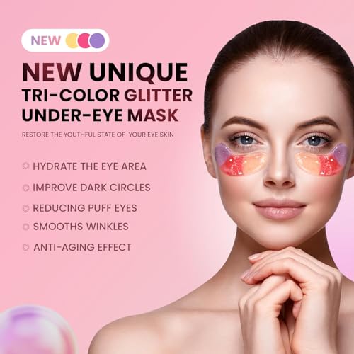 AILEORY Tri-Color Under Eye Patches - Hydrating Gel Pads for Dark Circles & Puffiness (24 Pairs)