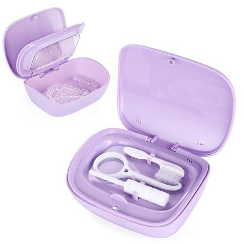 Purple Double Layer Retainer Case with Mirror & Accessories - Longmon