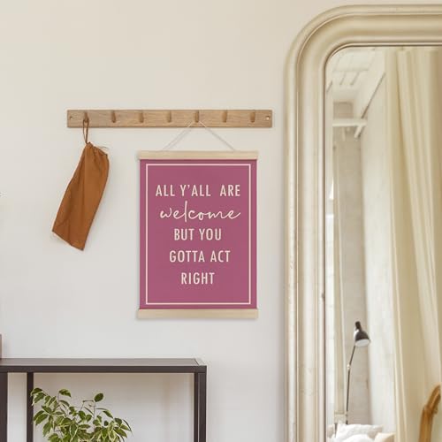 Funny Pink Welcome Poster with Wooden Frame - 12x16 Inch Wall Art