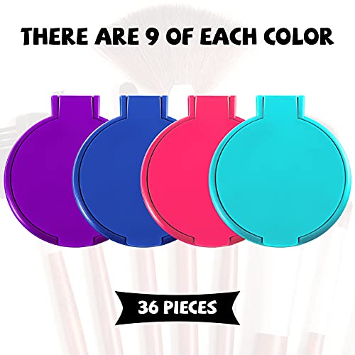 Yalikop 36 Pcs Mini Foldable Pocket Makeup Mirrors - Pink, Purple, Green, Blue