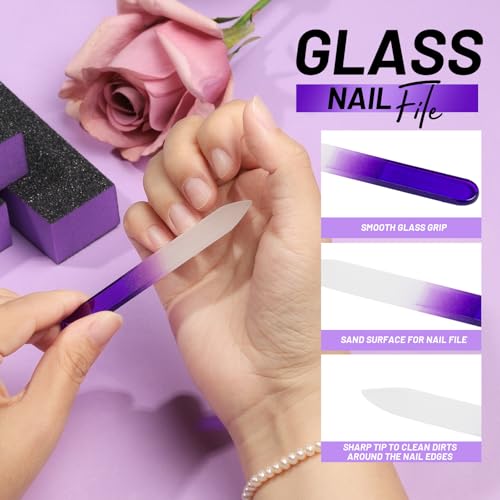 Fandamei Purple Nail Care Kit with Buffers, Files & Cuticle Tools, Manicure & Pedicure Set