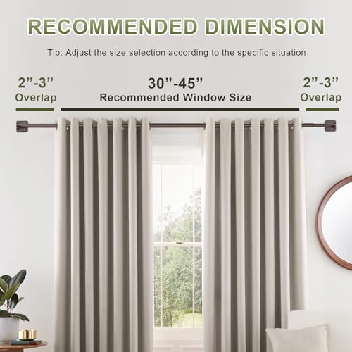 Tigpengy Adjustable Blackout Curtain Rod 28-48 Inch - Wrap Around Design