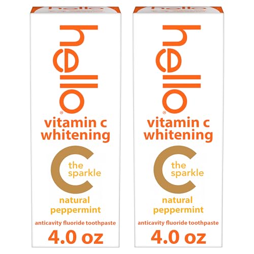 hello Vitamin C Whitening Toothpaste with Fluoride - 2 Pack, Natural Peppermint, SLS Free